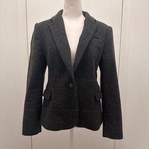 Zara Lambswool Plaid Elbow Patch Blazer Warm Brown Size xl (fits like a M)